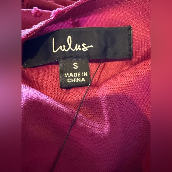 Lulus Women’s Next to You Wine Swiss Dot Ruffled Midi Asymmetrical Dress, Xsmall - Picture 7 of 8